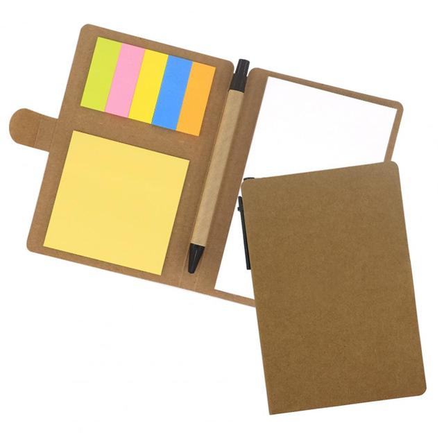 Compact Notebook Set with Sticky Notes and Pen
