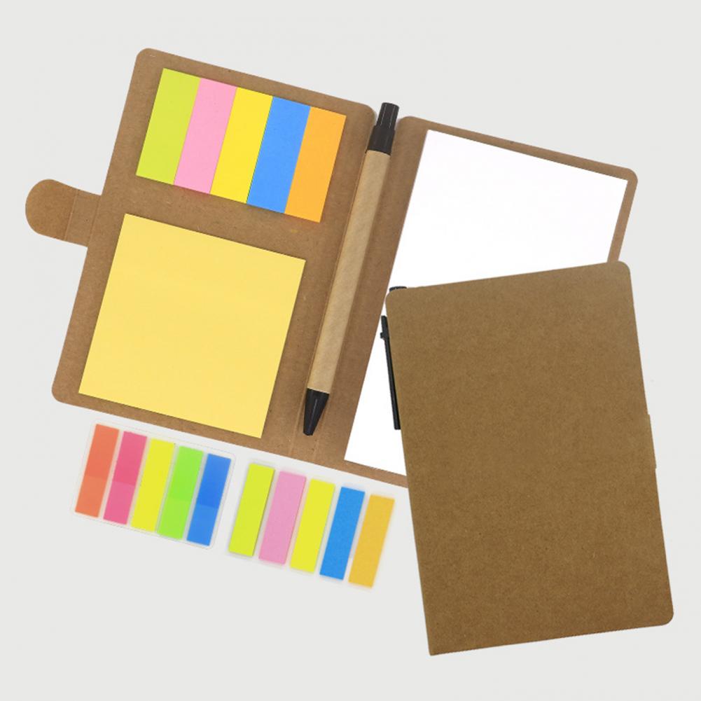 Compact Notebook Set with Sticky Notes and Pen