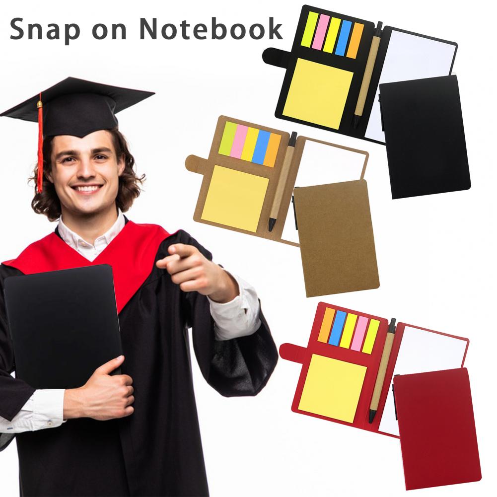 Compact Notebook Set with Sticky Notes and Pen