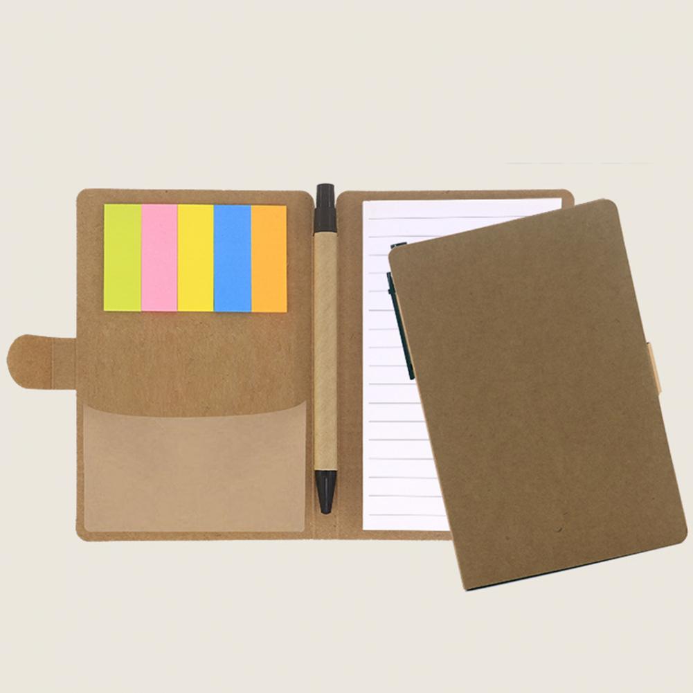 Compact Notebook Set with Sticky Notes and Pen