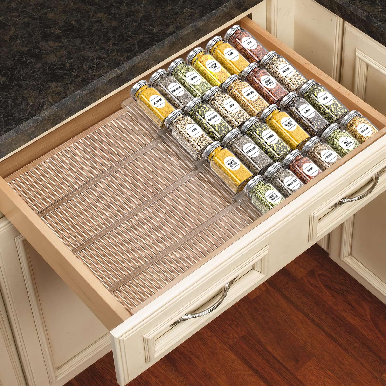 Expandable Acrylic Spice Organizer for Drawers