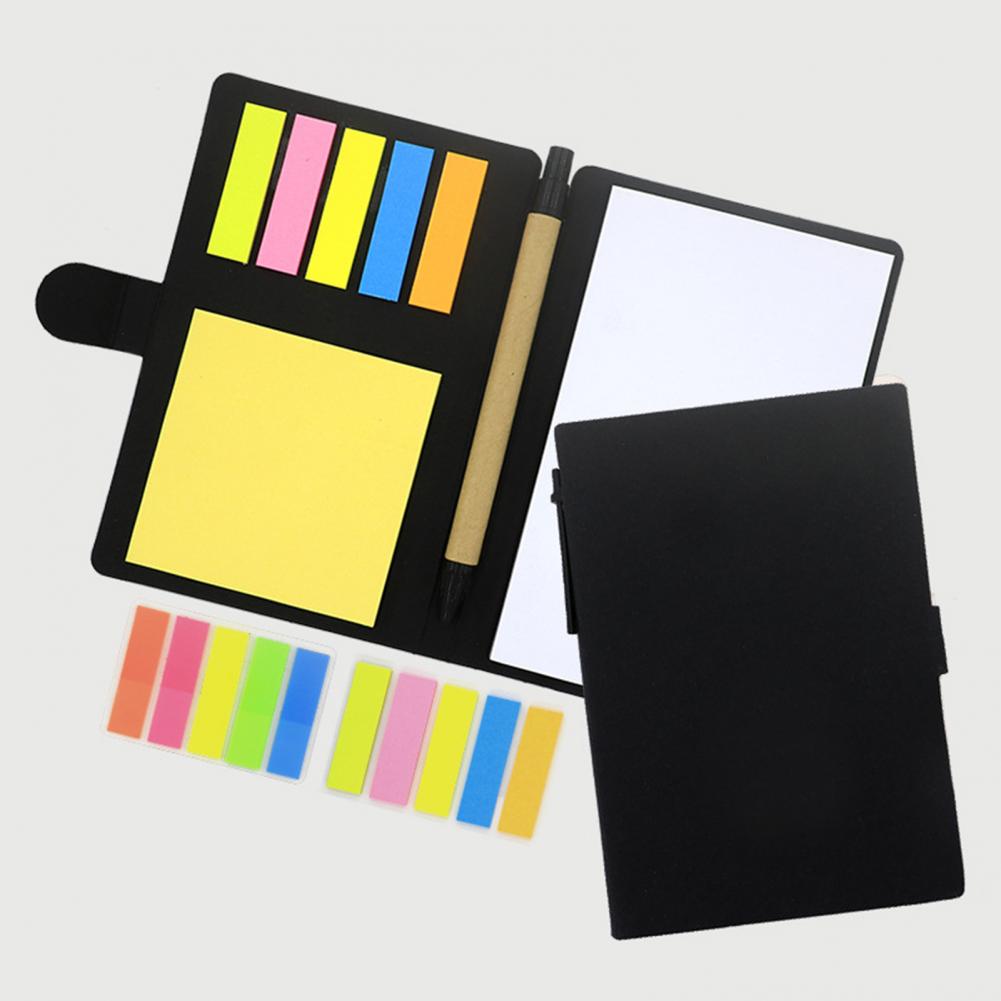 Compact Notebook Set with Sticky Notes and Pen